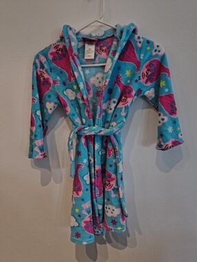 Trolls Poppy Girls Plush Hooded Bathrobe - Blue & Pink